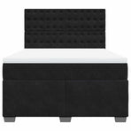 Box Spring Bed with Mattress Black Queen Velvet