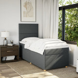 Box Spring Bed with Mattress Dark Grey King Single Fabric - Side View