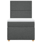 Box Spring Bed with Mattress Dark Grey King Single Fabric