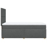Box Spring Bed with Mattress Dark Grey King Single Fabric - 45-Degree Angle