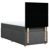 Box Spring Bed with Mattress Dark Grey King Single Fabric - Rear View