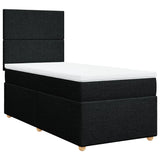 Box Spring Bed with Mattress Black King Single Fabric - Front View