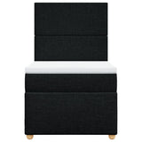 Box Spring Bed with Mattress Black King Single Fabric