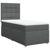 Box Spring Bed with Mattress Dark Grey King Single Fabric - Front View