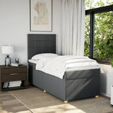 Box Spring Bed with Mattress Dark Grey King Single Fabric - Side View