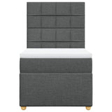 Box Spring Bed with Mattress Dark Grey King Single Fabric