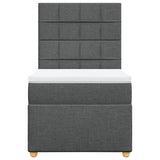 Box Spring Bed with Mattress Dark Grey King Single Fabric - Top-Down View