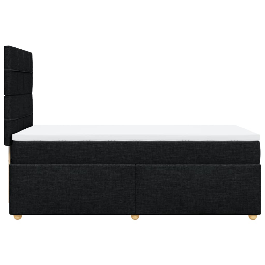 Box Spring Bed with Mattress Black King Single Fabric
