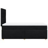 Box Spring Bed with Mattress Black King Single Fabric
