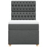 Box Spring Bed with Mattress Dark Grey King Single Fabric