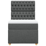Box Spring Bed with Mattress Dark Grey King Single Fabric