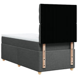 Box Spring Bed with Mattress Dark Grey King Single Fabric - Rear View