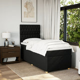 Box Spring Bed with Mattress Black King Single Fabric - Side View