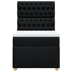 Box Spring Bed with Mattress Black King Single Fabric