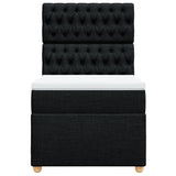Box Spring Bed with Mattress Black King Single Fabric - Top-Down View