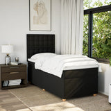 Box Spring Bed with Mattress Black King Single Fabric - Side View