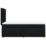 Box Spring Bed with Mattress Black King Single Fabric