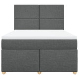 Box Spring Bed with Mattress Dark Grey Double Fabric - Top-Down View