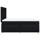 Box Spring Bed with Mattress Black Double Fabric - 45-Degree Angle