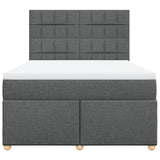 Box Spring Bed with Mattress Dark Grey Double Fabric - Top-Down View