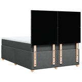 Box Spring Bed with Mattress Dark Grey Double Fabric - Rear View