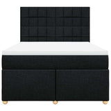 Box Spring Bed with Mattress Black Double Fabric - Top-Down View