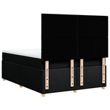 Box Spring Bed with Mattress Black Double Fabric - Rear View