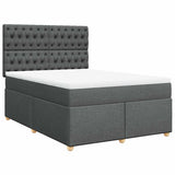 Box Spring Bed with Mattress Dark Grey Double Fabric - Front View