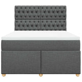 Box Spring Bed with Mattress Dark Grey Double Fabric - Top-Down View