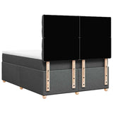 Box Spring Bed with Mattress Dark Grey Double Fabric - Rear View