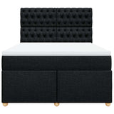 Box Spring Bed with Mattress Black Double Fabric - Top-Down View