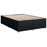 Box Spring Bed with Mattress Black Double Fabric - Low Angle