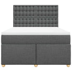 Box Spring Bed with Mattress Dark Grey Double Fabric