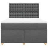 Box Spring Bed with Mattress Dark Grey Double Fabric - Top-Down View
