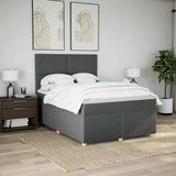 Box Spring Bed with Mattress Dark Grey Queen Fabric - Side View