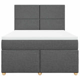 Box Spring Bed with Mattress Dark Grey Queen Fabric - Top-Down View