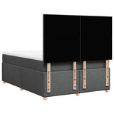 Box Spring Bed with Mattress Dark Grey Queen Fabric - Rear View