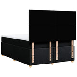 Box Spring Bed with Mattress Black Queen Fabric - Rear View