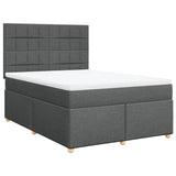 Box Spring Bed with Mattress Dark Grey Queen Fabric - Front View