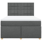 Box Spring Bed with Mattress Dark Grey Queen Fabric