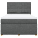 Box Spring Bed with Mattress Dark Grey Queen Fabric - Top-Down View