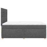 Box Spring Bed with Mattress Dark Grey Queen Fabric