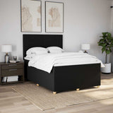 Box Spring Bed with Mattress Black Queen Fabric - Side View