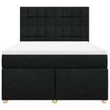 Box Spring Bed with Mattress Black Queen Fabric - Top-Down View