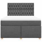 Box Spring Bed with Mattress Dark Grey Queen Fabric