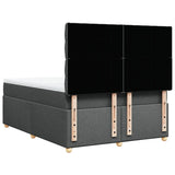 Box Spring Bed with Mattress Dark Grey Queen Fabric - Rear View
