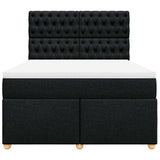Box Spring Bed with Mattress Black Queen Fabric - Top-Down View