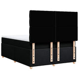 Box Spring Bed with Mattress Black Queen Fabric - Rear View
