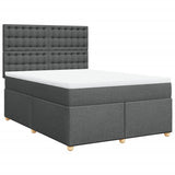 Box Spring Bed with Mattress Dark Grey Queen Fabric - Front View