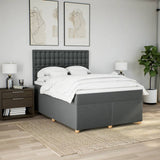 Box Spring Bed with Mattress Dark Grey Queen Fabric - Side View